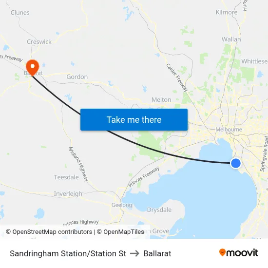 Sandringham Station/Station St to Ballarat map