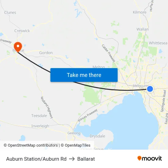 Auburn Station/Auburn Rd to Ballarat map