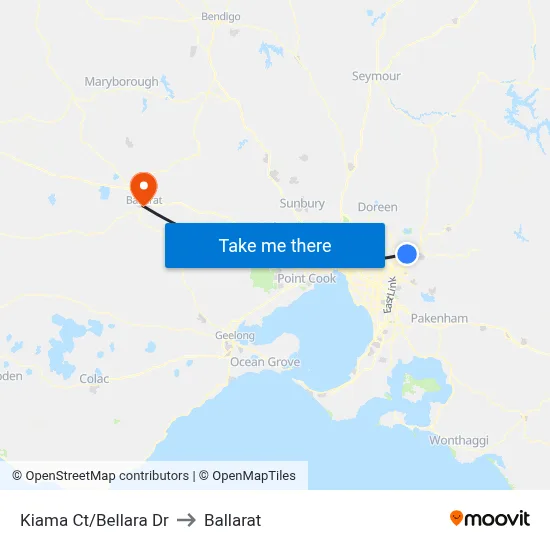 Kiama Ct/Bellara Dr to Ballarat map