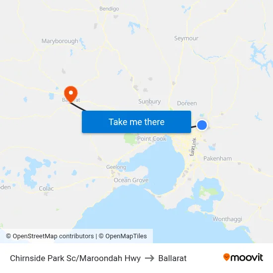 Chirnside Park Sc/Maroondah Hwy to Ballarat map
