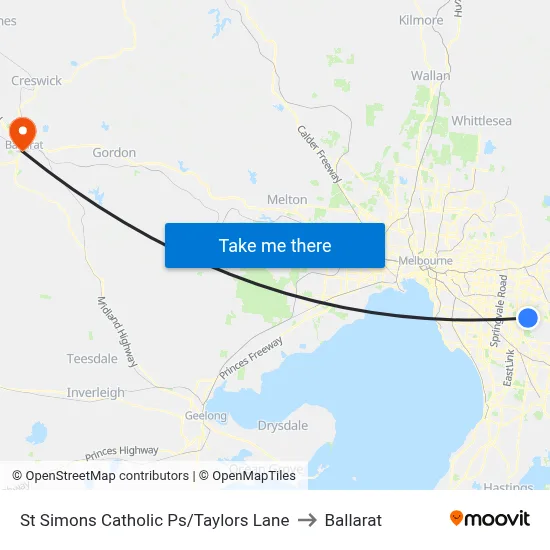 St Simons Catholic Ps/Taylors Lane to Ballarat map