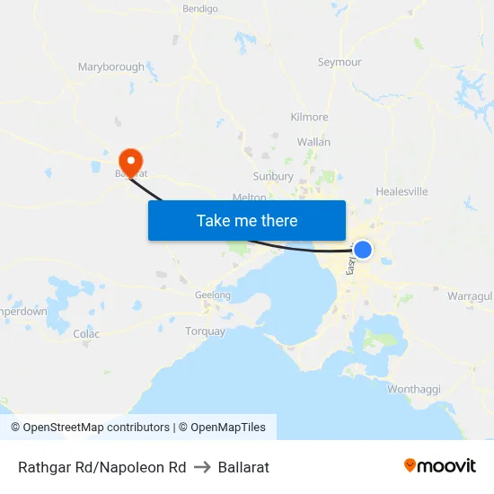 Rathgar Rd/Napoleon Rd to Ballarat map