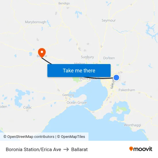 Boronia Station/Erica Ave to Ballarat map