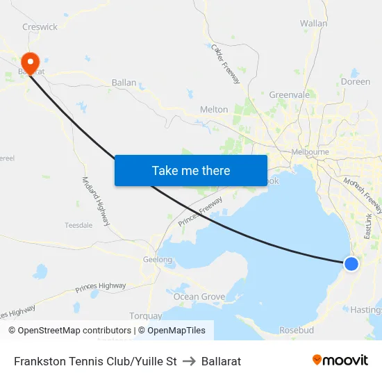 Frankston Tennis Club/Yuille St to Ballarat map