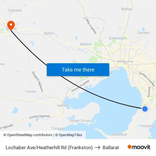 Lochaber Ave/Heatherhill Rd to Ballarat map