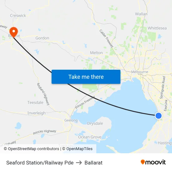 Seaford Station/Railway Pde to Ballarat map