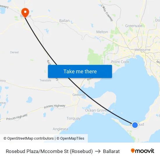 Rosebud Plaza/Mccombe St to Ballarat map
