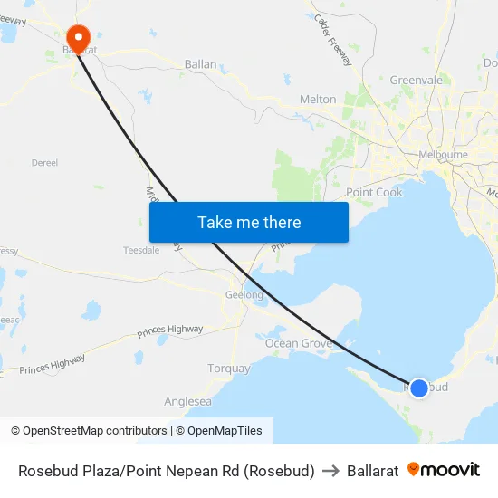 Rosebud Plaza/Point Nepean Rd to Ballarat map
