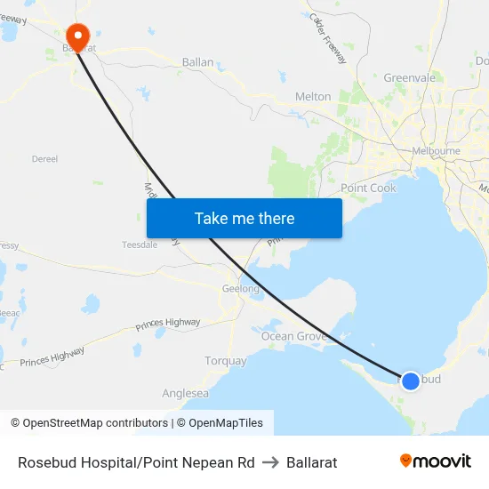 Rosebud Hospital/Point Nepean Rd to Ballarat map
