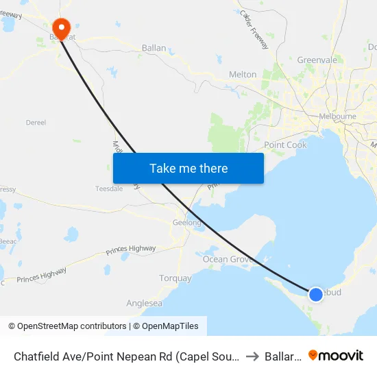 Chatfield Ave/Point Nepean Rd to Ballarat map