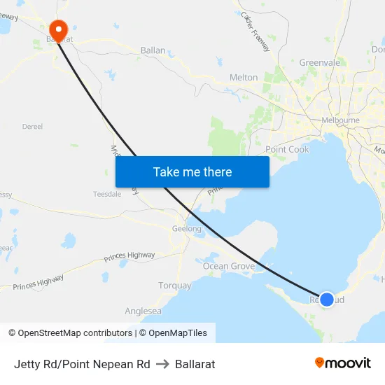 Jetty Rd/Point Nepean Rd to Ballarat map
