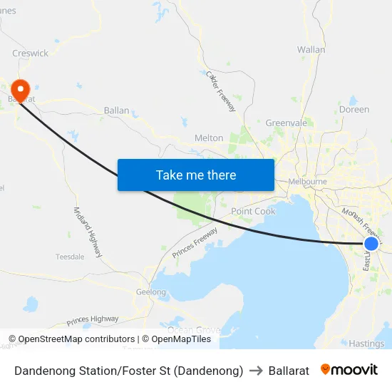 Dandenong Station/Foster St to Ballarat map