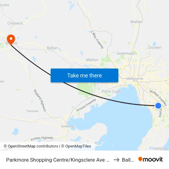 Parkmore Shopping Centre/Kingsclere Ave to Ballarat map