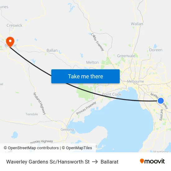 Waverley Gardens Sc/Hansworth St to Ballarat map