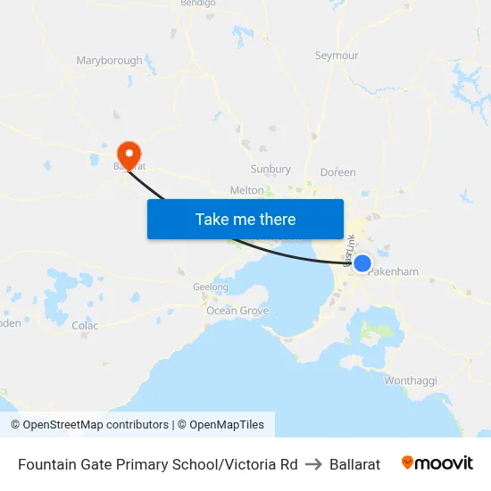 Fountain Gate Primary School/Victoria Rd to Ballarat map