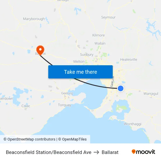 Beaconsfield Station/Beaconsfield Ave to Ballarat map
