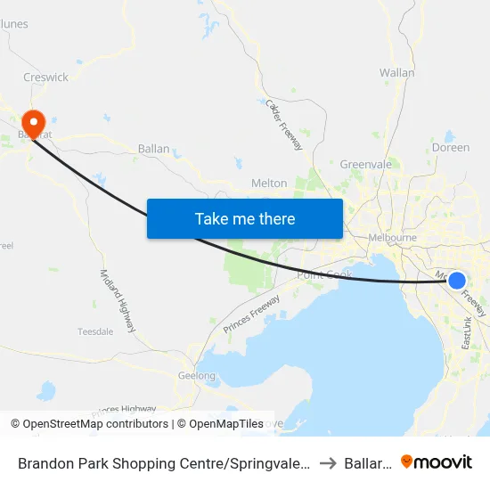 Brandon Park Shopping Centre/Springvale Rd to Ballarat map