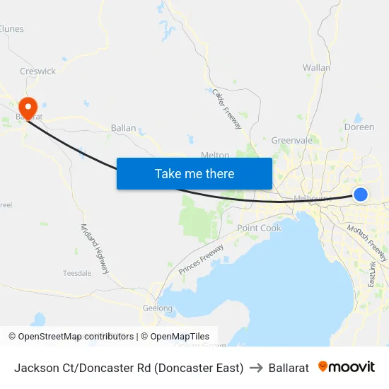 Jackson Ct/Doncaster Rd to Ballarat map