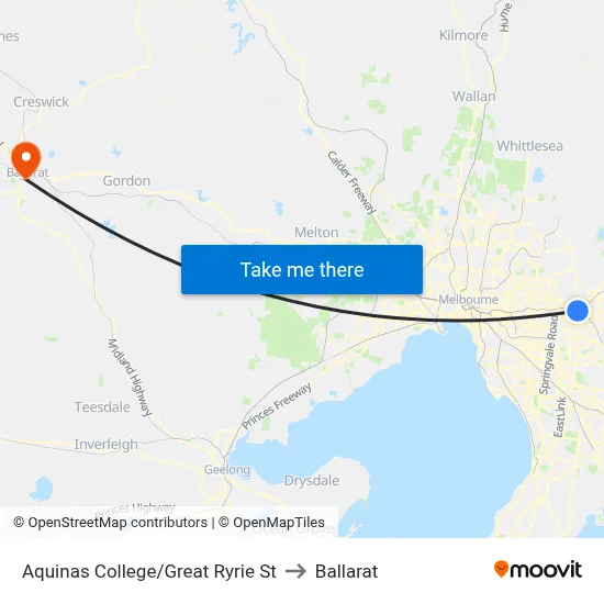 Aquinas College/Great Ryrie St to Ballarat map