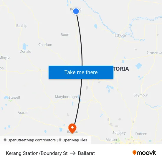 Kerang Station/Boundary St to Ballarat map