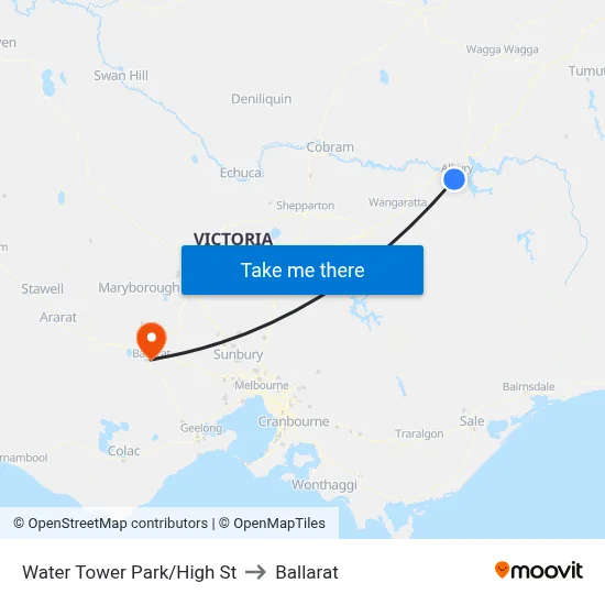 Water Tower Park/High St to Ballarat map