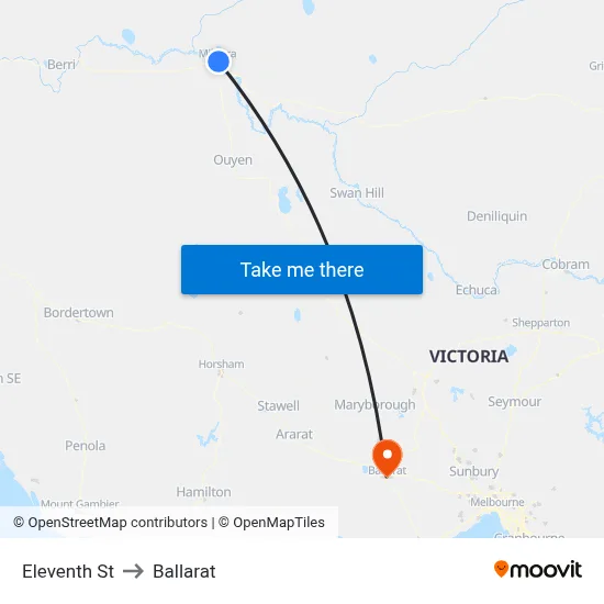 Eleventh St to Ballarat map