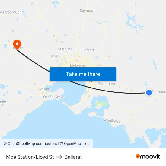 Moe Station/Lloyd St to Ballarat map