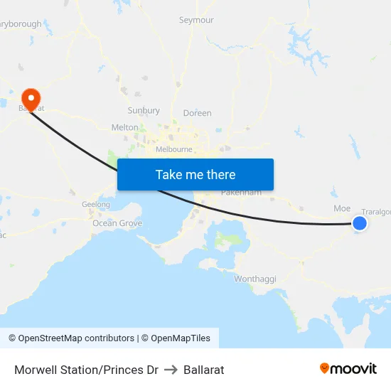 Morwell Station/Princes Dr to Ballarat map