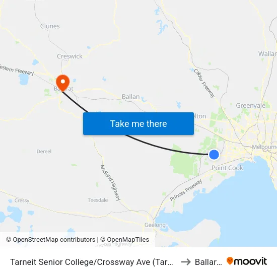 Tarneit Senior College/Crossway Ave to Ballarat map