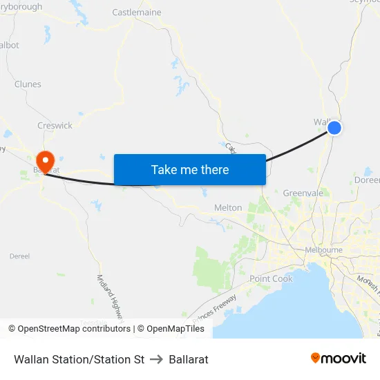 Wallan Station/Station St to Ballarat map
