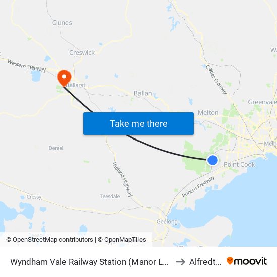 Wyndham Vale Railway Station (Manor Lakes) to Alfredton map