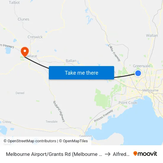 Melbourne Airport/Grants Rd to Alfredton map