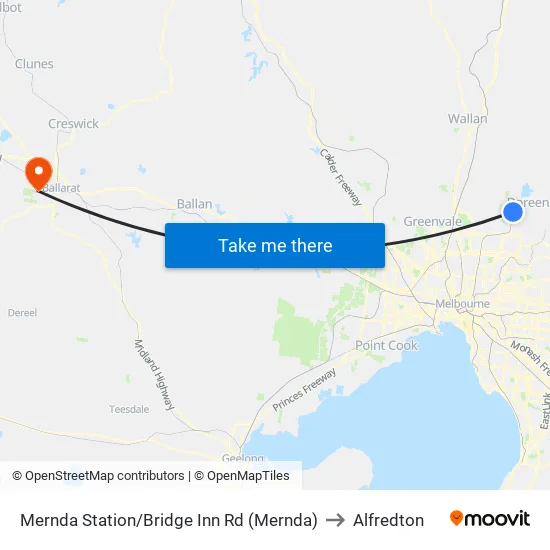 Mernda Station/Bridge Inn Rd to Alfredton map