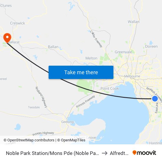 Noble Park Station/Mons Pde (Noble Park) to Alfredton map