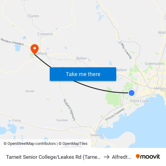 Tarneit Senior College/Leakes Rd (Tarneit) to Alfredton map