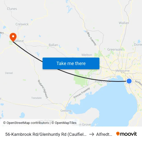 Kambrook Rd/Glenhuntly Rd #56 to Alfredton map