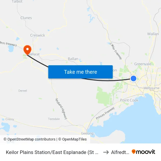 Keilor Plains Station/East Esplanade to Alfredton map
