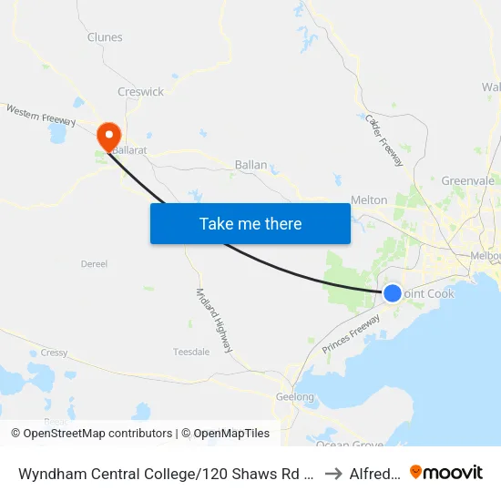 Wyndham Central College/Shaws Rd to Alfredton map