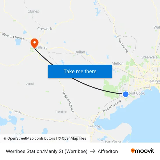 Werribee Station/Manly St to Alfredton map