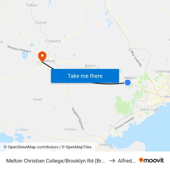 Melton Christian College/Brooklyn Rd to Alfredton map