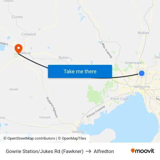 Gowrie Station/Jukes Rd to Alfredton map