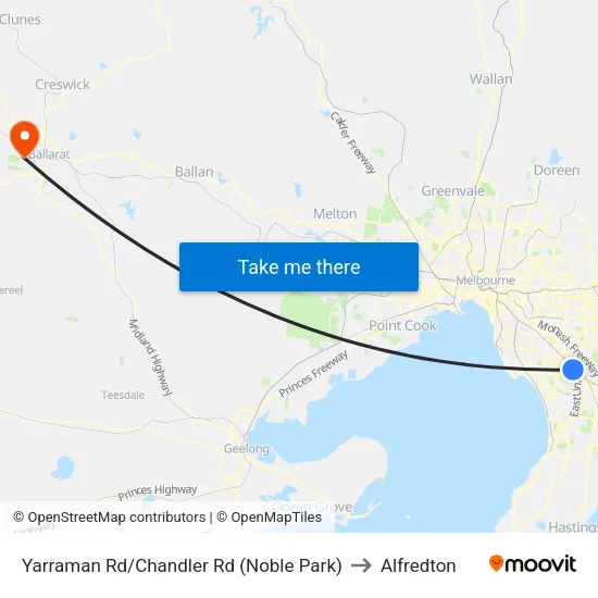 Yarraman Rd/Chandler Rd to Alfredton map