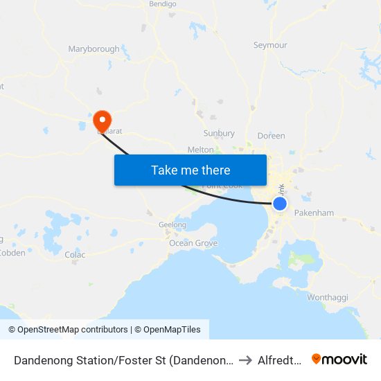 Dandenong Station/Foster St (Dandenong) to Alfredton map