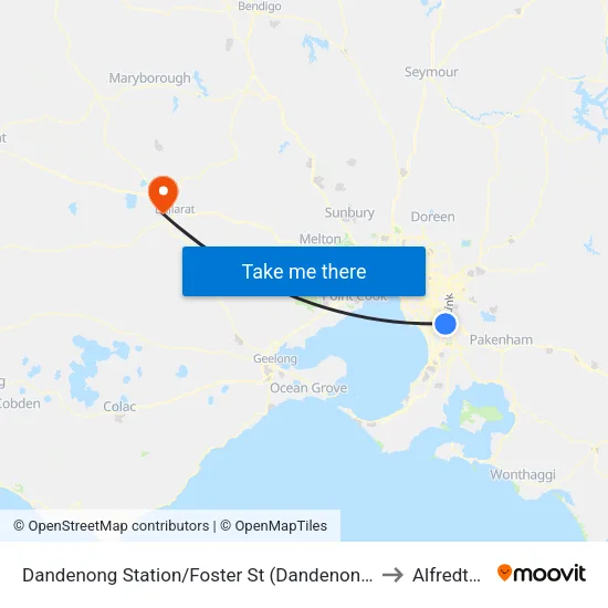 Dandenong Station/Foster St to Alfredton map