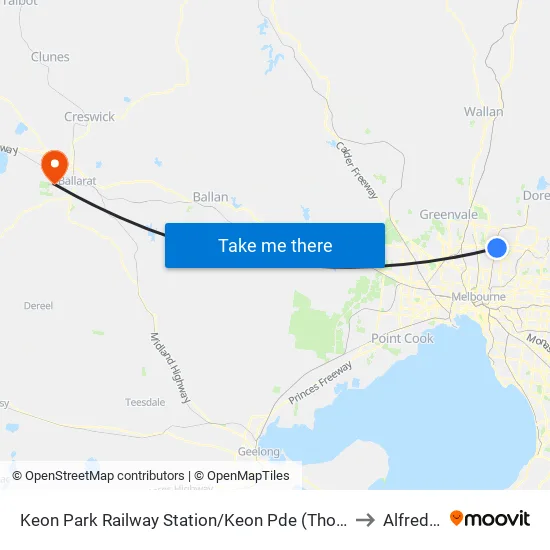 Keon Park Station/Keon Pde to Alfredton map