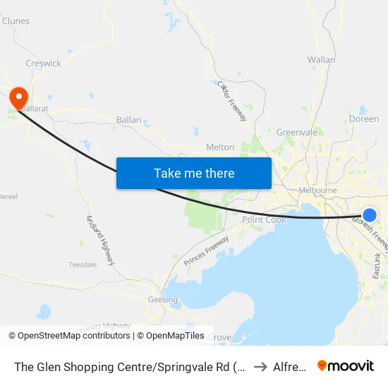 The Glen Shopping Centre/Springvale Rd to Alfredton map