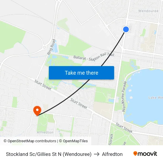 Stockland Sc/Gillies St N to Alfredton map