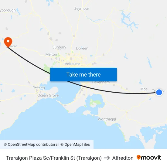 Traralgon Plaza Sc/Franklin St to Alfredton map