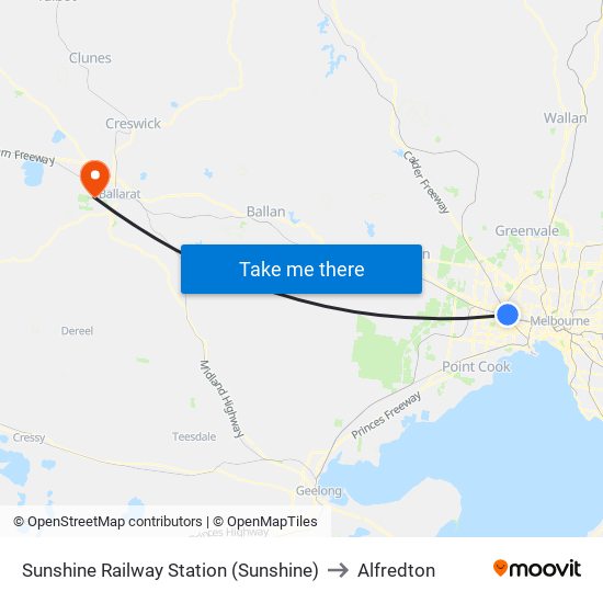 Sunshine Railway Station (Sunshine) to Alfredton map