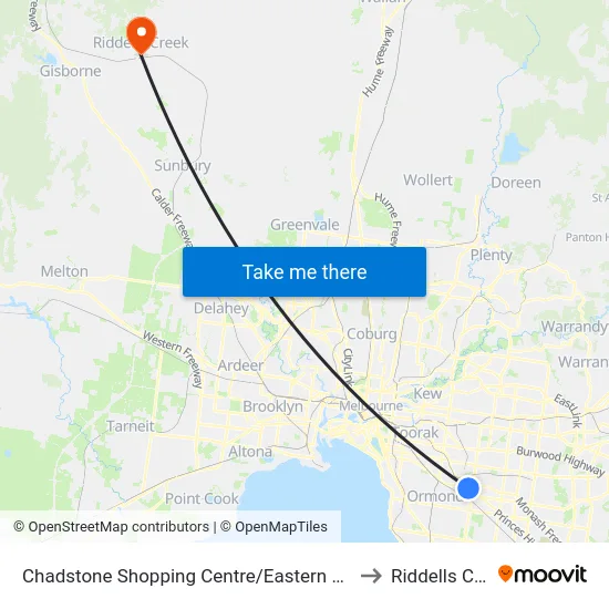 Chadstone Shopping Centre/Eastern Access Rd to Riddells Creek map